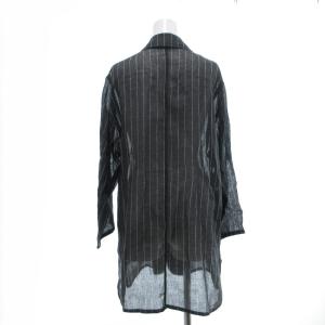 Max Mara ジャケット ロング丈 リネン 薄手 ストライプ 42 グレー  SX ECG004