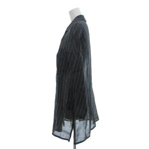 Max Mara ジャケット ロング丈 リネン 薄手 ストライプ 42 グレー  SX ECG004
