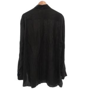 GIORGIO ARMANI vintage 80s~ 黒タグ 長袖シャツ シルク 41-16 ストライプ柄 フロントポケット シースルー