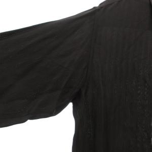 GIORGIO ARMANI vintage 80s~ 黒タグ 長袖シャツ シルク 41-16 ストライプ柄 フロントポケット シースルー