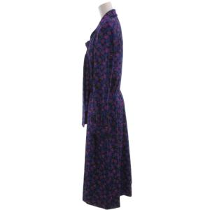 GIVENCHY GLAMOUR 美品 ワンピース 13 ロング マキシ丈 花柄 タック ボウタイ 紫パープル /KB ECG004