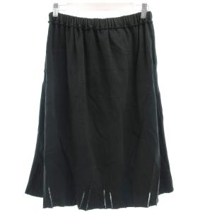 ISSEY MIYAKE エイポック A.POC フレアスカート ニット イージーウエスト 裁断加工 ミディ丈 2 緑 グリーン