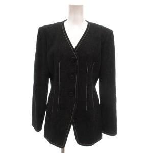 La Mode ノーカラージャケット ホワイトステッチデザイン ウール 38 チャコールグレー系 /UO