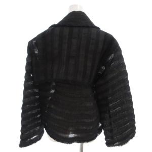 ISSEY MIYAKE ジャケット ブルゾン カットオフ 麻 リネン ビッグカラー 2 黒 ブラック /FF ECG004