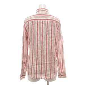 MAX MARA WEEKEND LINE シャツ ブラウス 麻 リネン S 白 ホワイト 赤 レッド ストライプ柄 レギュラーカラー 長袖 /NU
