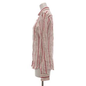 MAX MARA WEEKEND LINE シャツ ブラウス 麻 リネン S 白 ホワイト 赤 レッド ストライプ柄 レギュラーカラー 長袖 /NU