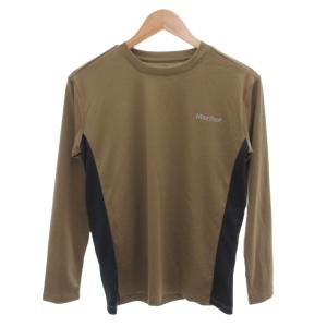 美品 ロンT 長袖Tシャツ S 茶 ブラウン ラウンドネック 切り替えデザイン /IL ECF004