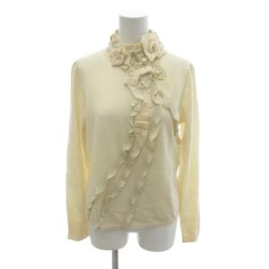 美品 セーター ニット 40 白 長袖 フリルネック ボタンディテール /IL ECF004
