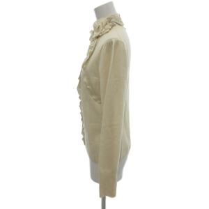 HIROKO KOSHINO 美品 セーター ニット 40 白 長袖 フリルネック ボタンディテール /IL ECF004