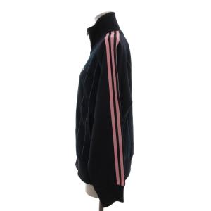 adidas トラックジャケット ジャージ M 紺 ネイビー ハイネック ストライプ柄 3本ライン /MU ECF004
