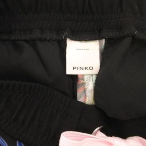 PINKO イージーパンツ 長ズボン 花柄 サイドライン 38 黒 ブラック ピンク /SD ECF004