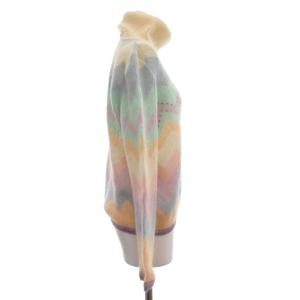 伊太利屋 美品 ニット セーター モヘヤ ウール 9 マルチカラー シェブロン柄 タートルネック 長袖 /NL ECF004