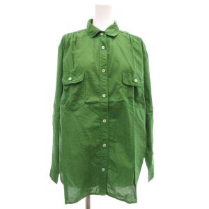 美品 シャツ 緑 グリーン 長袖 胸ポケット付き /NL ECF004