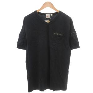 タグ付き Tシャツ 2XL 黒 ブラック Vネック 半袖 カーゴポケット /NL ECF004