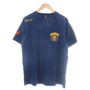 タグ付き Tシャツ XL 紺 ネイビー 半袖 ロゴプリント 切り替えデザイン /NL ECF004