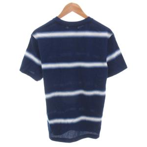 LACOSTE 美品 Tシャツ M 青 ブルー ボーダー柄 ラウンドネック 半袖 /TL ECF004