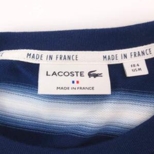 LACOSTE 美品 Tシャツ M 青 ブルー ボーダー柄 ラウンドネック 半袖 /TL ECF004