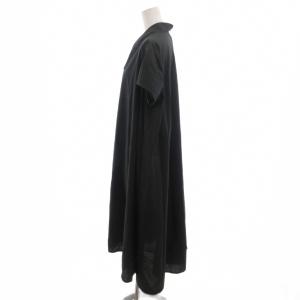 mizuiro ind mizuiroind 美品 ワンピース 黒 ブラック Vネック 半袖 無地 ロング丈 /SJ ECF004