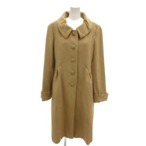 美品 ステンカラーコート アンゴラ混 40 ベージュ タックデザイン 切り替えディティール /MX ECF005