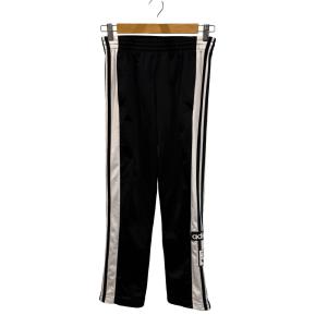 adidas ライン トラックパンツ ADIBREAK TP プライムグリーン サイドボタン J/XS 黒 ブラック