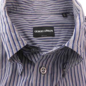 GIORGIO ARMANI シャツ 41/16 青 ブルー ストライプ柄 長袖 レギュラーカラー /IB ECG005
