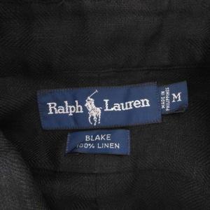 RALPH LAUREN シャツ 麻 リネン M 黒 ブラック 半袖 ボタンダウンカラー /NL ECG005