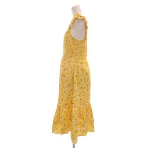 kate spade new york シャーリングワンピース XS 黄 イエロー 小花柄 ミディ丈 ノースリーブ /NL ECG005