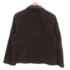 agnes b. テーラードジャケット コーデュロイ ショート丈 3 ダークブラウン 異素材切り替え ウエスタンヨーク 合成皮革