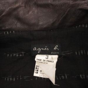 agnes b. テーラードジャケット コーデュロイ ショート丈 3 ダークブラウン 異素材切り替え ウエスタンヨーク 合成皮革