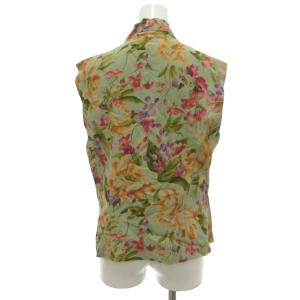 Max Mara 白タグ シャツ ブラウス ノースリーブ 花柄 プリント ボタン装飾 イタリア製 緑 グリーン /KB ECG005