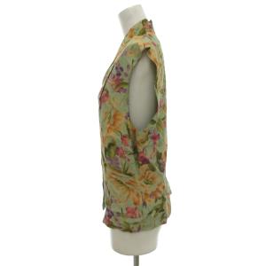 Max Mara 白タグ シャツ ブラウス ノースリーブ 花柄 プリント ボタン装飾 イタリア製 緑 グリーン /KB ECG005