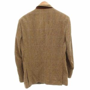 POLO RALPH LAUREN テーラードジャケット シングル 2B サイドベンツ 背抜き 絹 シルク チェック 40S 茶 ブラウン