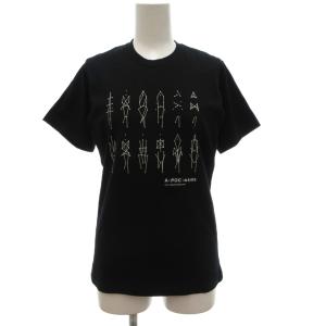 Tシャツ カットソー 半袖 F クルーネック プリント 黒 ブラック /KBECG005