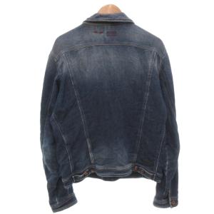 DIESEL デニムジャケット Gジャン スウェット XL ダメージ加工 裏パイル ポケット付き インディゴブルー /KB