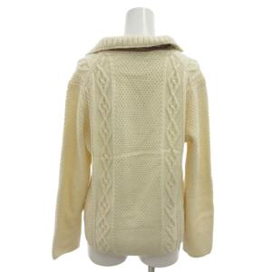 SCAPA 美品 ニット カーディガン ウール 40 アイボリー ケーブル編み ショールカラー /YF ECG005