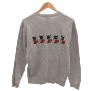 BEAMS 美品 スウェット トレーナー M グレー イラストプリント クルーネック 長袖 /YF ECG005