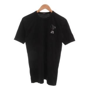 美品 Tシャツ XS 黒 ブラック 半袖 ラウンドネック ハサミモチーフ /NL ECG005