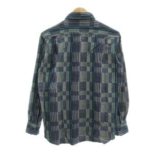 CROCODILE ボタンダウンシャツ BD M 紺 ネイビー グレー 緑 グリーン チェック柄 ストライプ 長袖 /NU