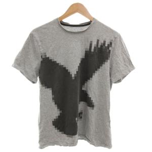 Tシャツ M グレー ピクセル柄 半袖 ラウンドネック /NL ECE006