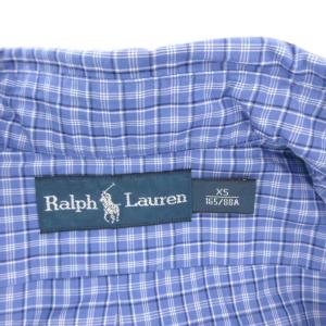 RALPH LAUREN 美品 シャツ XS 青 ブルー チェック柄 ボタンダウン 長袖 /NL ECE006