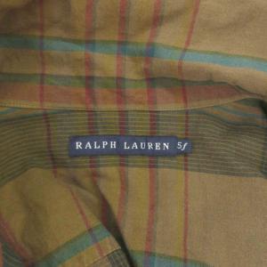 RALPH LAUREN シャツ 5F 茶 ブラウン チェック柄 長袖 胸ポケット /NL ECE006