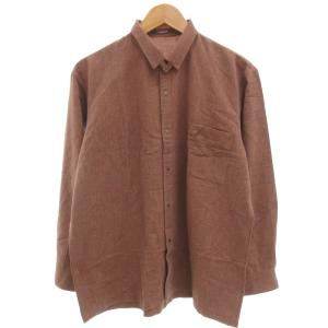 美品 ヴィンテージ シャツ ブラウス L 茶 ブラウン 長袖 胸ポケット /NL ECE006