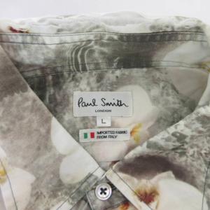 PAUL SMITH シャツ L 白 ホワイト 花柄 長袖 胸ポケット /SC ECE006