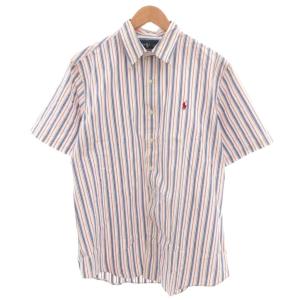 シャツ L 青 ブルー 白 ホワイト ストライプ柄 レギュラーカラー 半袖 /NL ECE006