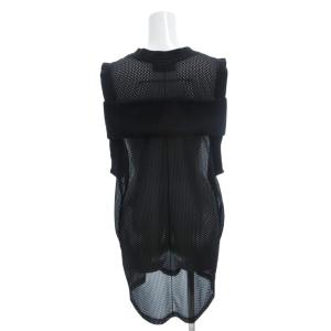 GIVENCHY メッシュノースリーブカットソー ロングタンクトップ シアー シースルー M 黒 ブラック ラウンドネック