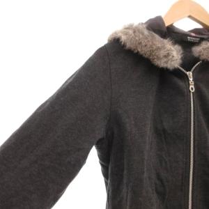 BURBERRY BLACK LABEL パーカー フーディ ライトアウター 2 グレー チェック ラビットファー ジップアップ /SX ECE006