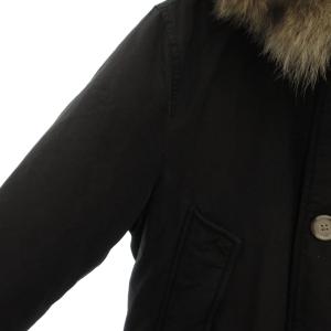 WOOLRICH ダウンジャケット S フード付き コヨーテファー ドローコード フラップポケット 黒 ブラック /YF