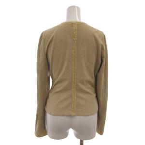 GIORGIO ARMANI スエードジャケット フリルディテール ドローコード Vネック 長袖 38 ベージュ /MX