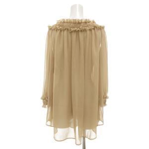 49AV. junko shimada ブラウス 38 ベージュ ラッフルネック 長袖 シアー /SC ECF006