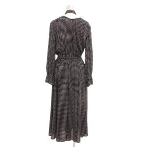 ANAYI ワンピース ロング丈 36 紺 ネイビー ドット柄 ボウタイ 長袖 /SC ECF006